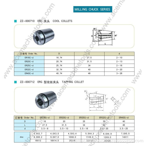 Milling Chuck Series Cool Collets / Tapping Collet